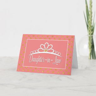 Daughter-in-Law Birthday with Crown and Gold Look Card