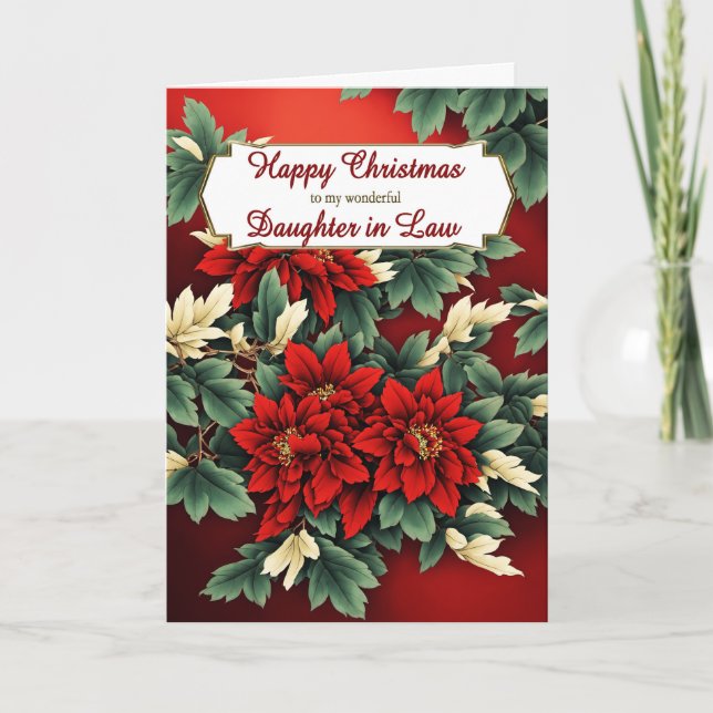 Daughter in Law Christmas Poinsettias Holiday Card (Front)