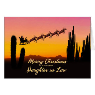 Daughter In Law Christmas Santa Over Desert Cards