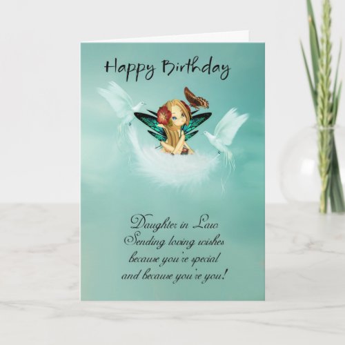 Daughter in Law Fairy Birthday Card With Doves