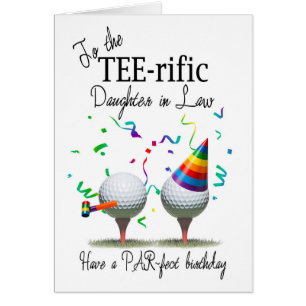 Daughter In Law Golf Balls on Tees Birthday Cards