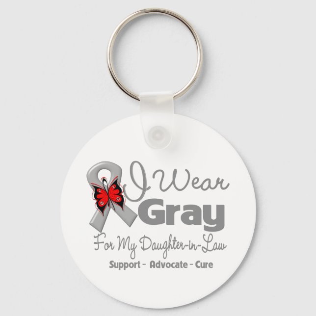 Daughter-in-Law - Gray Ribbon Awareness Keychain (Front)