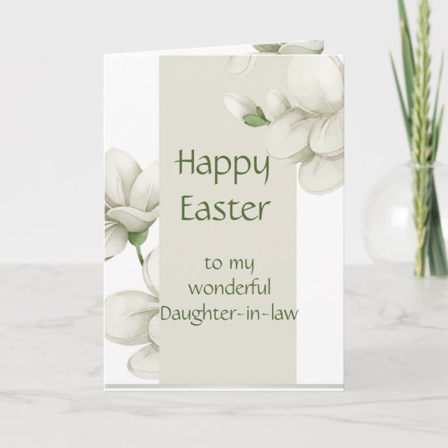 Daughter-in-law Happy Easter White Flowers Floral Holiday Card (Front)