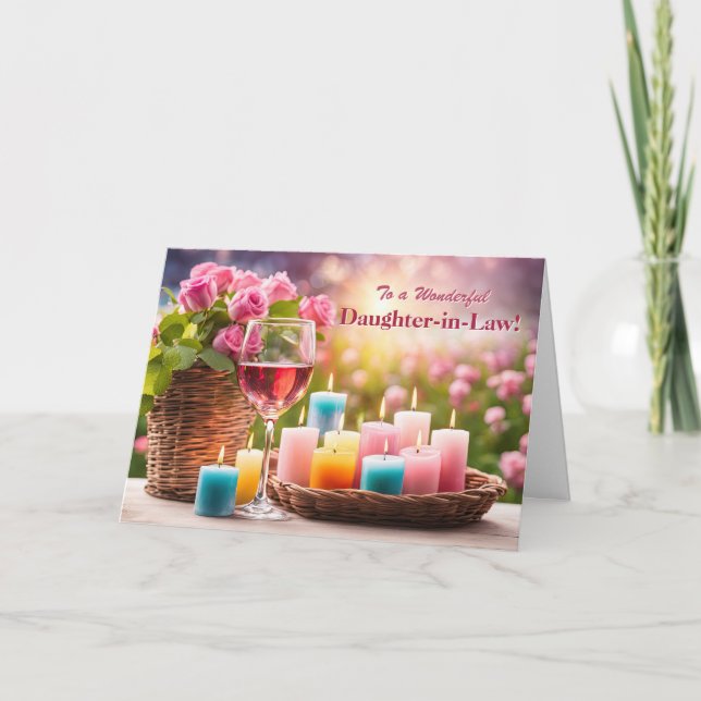 Daughter in Law Happy Mothers Day with Candles  Holiday Card (Front)