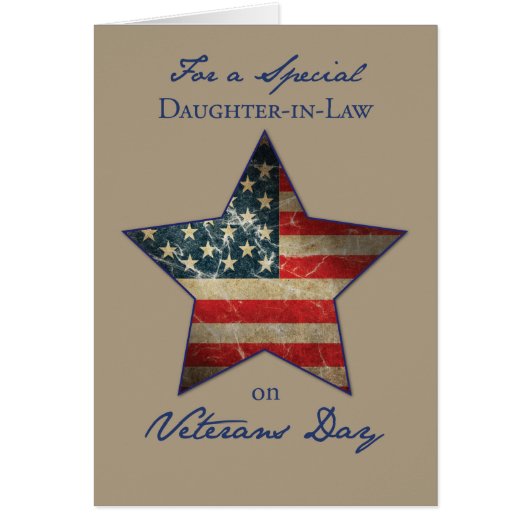 Daughter-in-Law, Happy Veterans Day, Old Flag Star (Front)