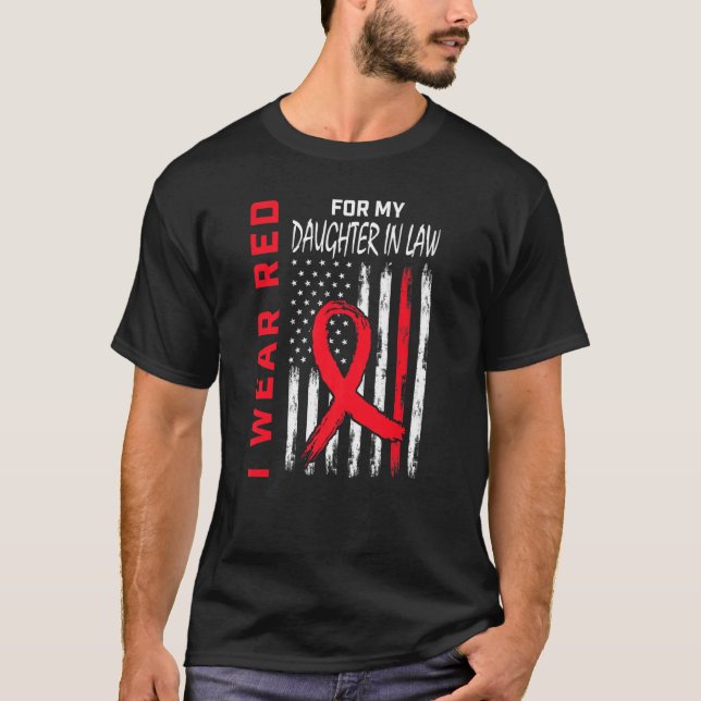 Daughter In Law Heart Disease Awareness Flag Match T-Shirt (Front)
