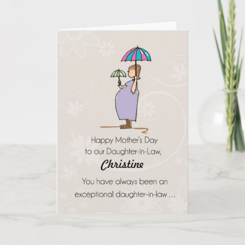 Daughter in Law Mothers Day Custom Name Pregnant Card