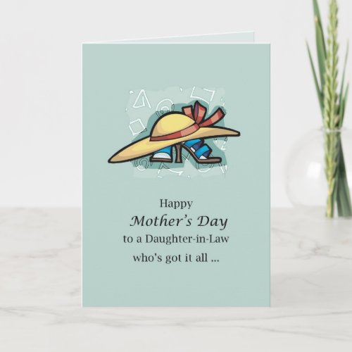 Daughter in Law Mothers Day Hat Sandals Card
