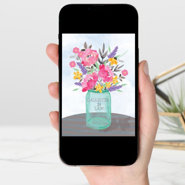 Daughter-in-Law Mother's Day Mason Jar Vase Card (Front Digital)