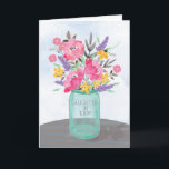 Daughter-in-Law Mother's Day Mason Jar Vase Card<br><div class="desc">Your amazing daughter-in-law will love these pretty watercolor-looking flowers in a green mason jar. There is a soft blue background. Great card to wish your daughter-in-law a happy Mother's Day!</div>