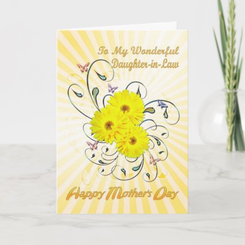 Daughter_in_Law Mothers Day with yellow flowers Card