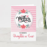 Daughter In Law On Mother&#39;s Day Pink Bontanical Card at Zazzle