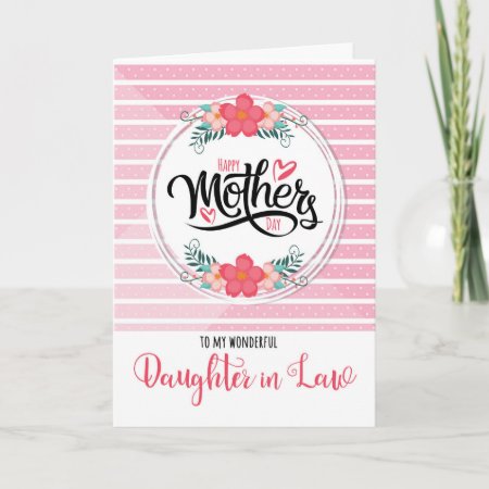 Daughter In Law On Mother's Day Pink Bontanical Card