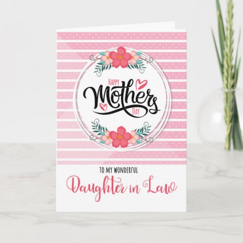 Daughter in Law on Mothers Day Pink Bontanical Card