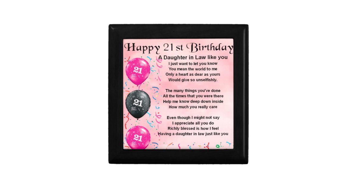 Daughter in Law Poem 21st Birthday Gift Box