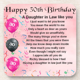 Daughter in Law Poem - 30th Birthday Beverage Coaster