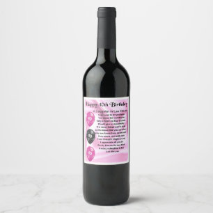 Daughter in Law Poem  Bottle Label  40th  Birthday
