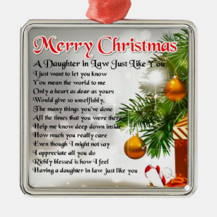 Daughter in Law Poem - Christmas Design Metal Ornament