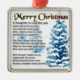Daughter in Law Poem - Christmas Design Metal Ornament
