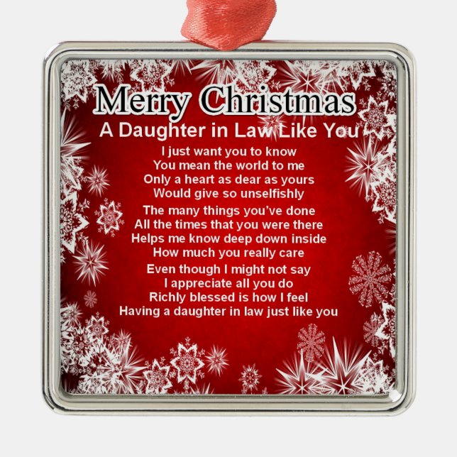 Daughter in Law Poem - Christmas Design Metal Ornament (Front)
