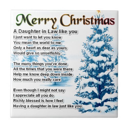 Daughter in Law Poem _ Christmas Design Tile