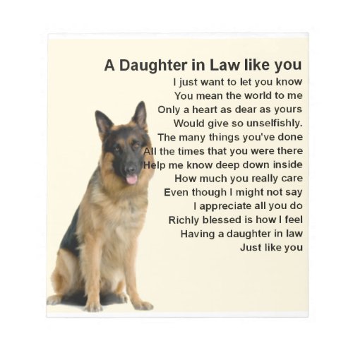 Daughter in Law Poem  _ German Shepherd Notepad