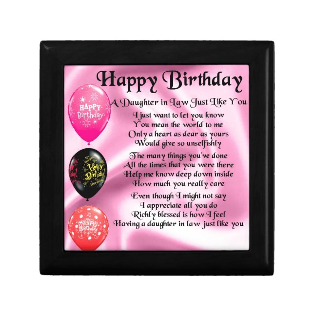 Daughter in Law Poem -  Happy Birthday Gift Box (Front)