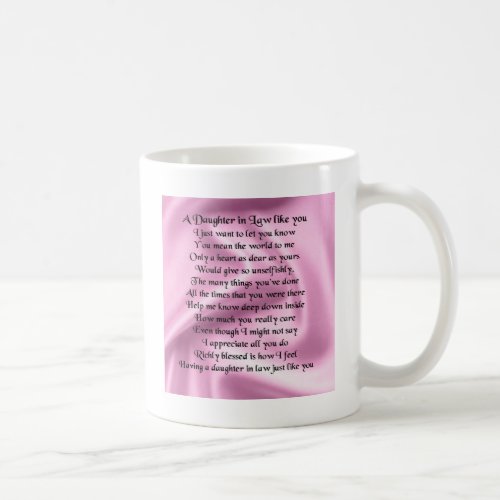 Daughter in Law Poem _ Pink Silk Coffee Mug