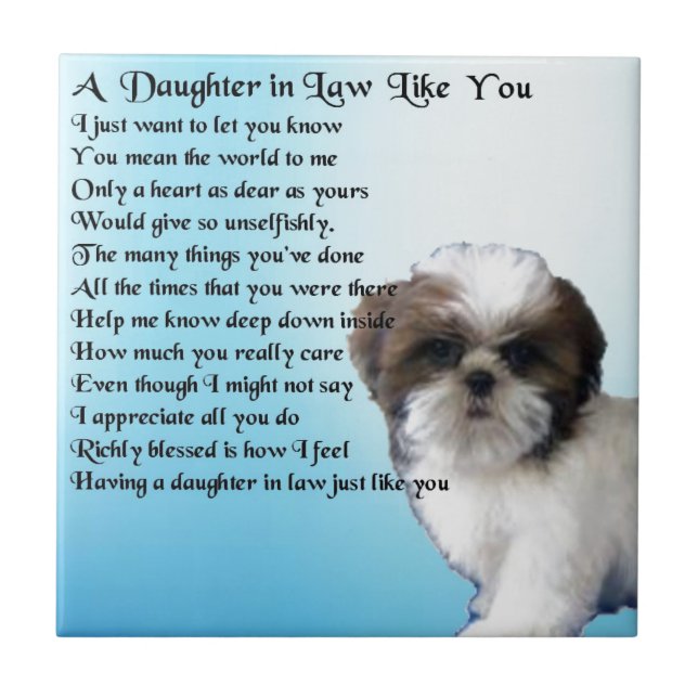 Daughter in Law Poem - Shih-Tzu Design Ceramic Tile (Front)