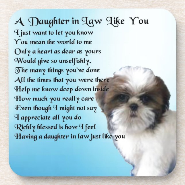 Daughter in Law Poem - Shih-Tzu Design Coaster (Front)
