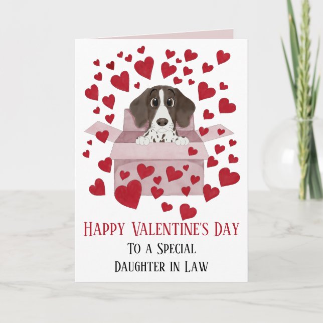 Daughter in Law  Puppy in Box Valentine Card (Front)