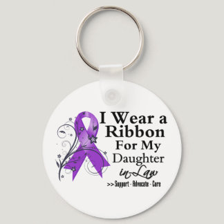 Daughter-in-Law Purple Ribbon - Pancreatic Cancer Keychain