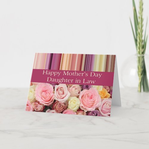 Daughter in Law Roses  stripes Mothers Day Card