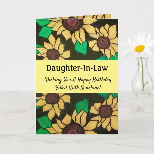 Daughter_In_Law Sunflowers Happy Birthday Card