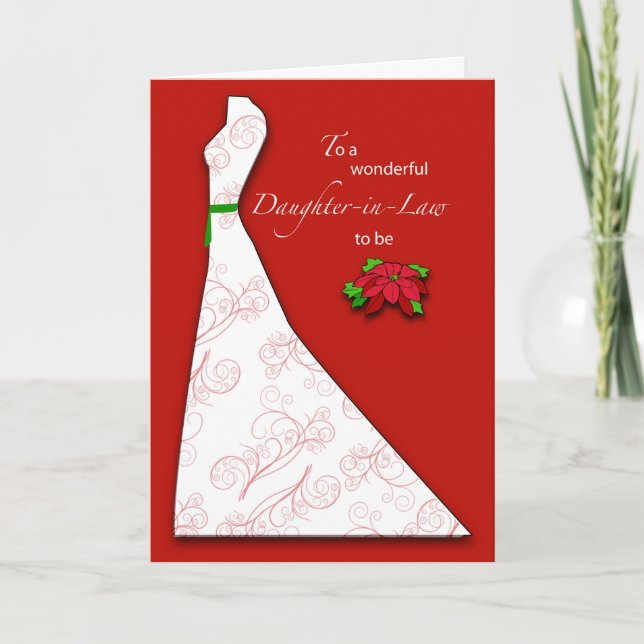 Daughter-in-Law to Be Bridal Shower Silhouette, Ch Holiday Card (Front)