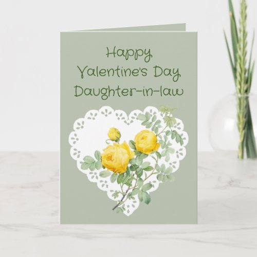 Daughter_in_law Yellow Rose Flower Valentine  Holiday Card