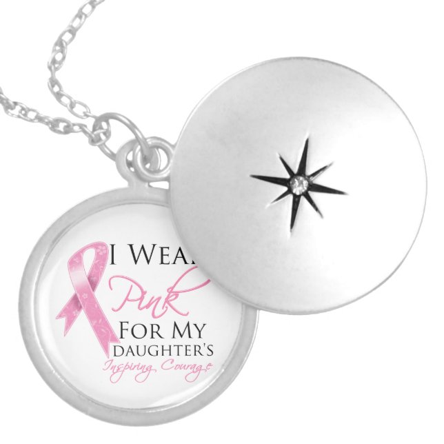 Daughter Inspiring Courage Breast Cancer Silver Plated Necklace (Front)