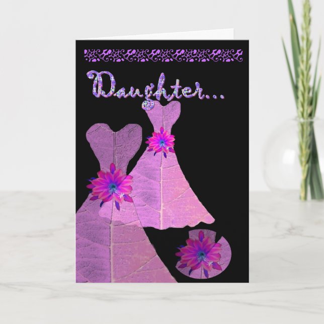DAUGHTER - Junior Bridesmaid Invitation PINK Gown (Front)