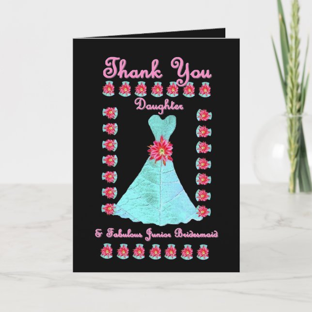 DAUGHTER Junior Bridesmaid THANK YOU - Blue Gown (Front)