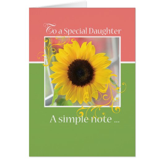 Daughter, Just a Note Sunflower Cards (Front)