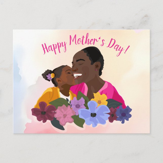 Daughter kisses mother. Holiday Postcard (Front)