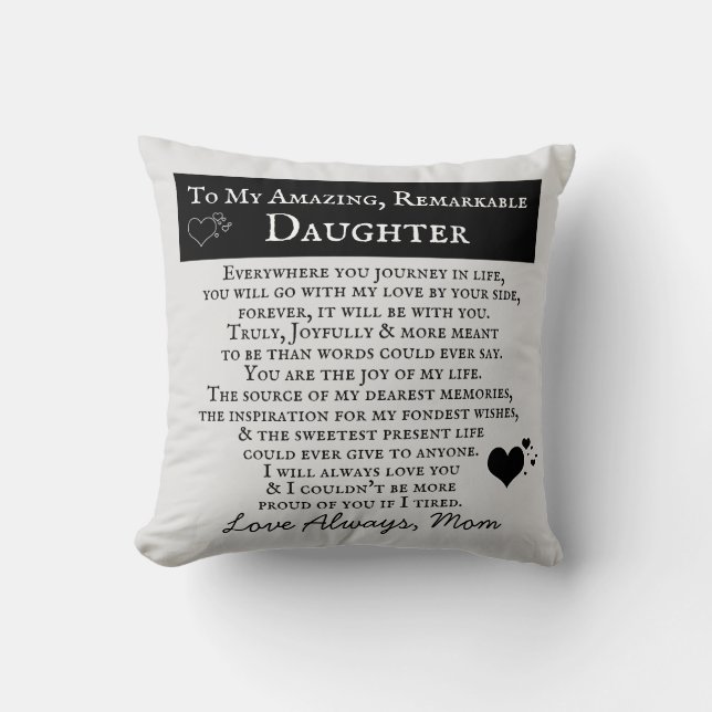 daughter love mom throw pillow (Front)