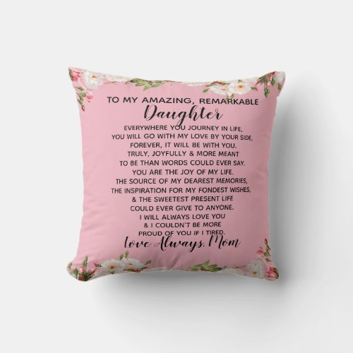 daughter love mom throw pillow