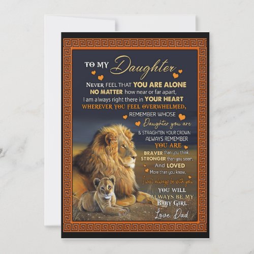 Daughter Lovers  To My Daughter Love Dad Invitation