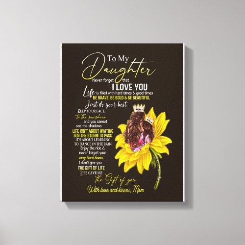 Daughter Lovers  To My Daughter Love Mom Canvas Print