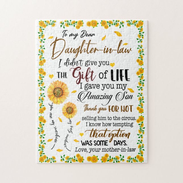 Daughter Lovers | To My Dear Daughter-In-Law Jigsaw Puzzle (Vertical)