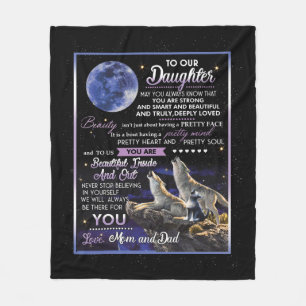 Daughter Lovers To Our Daughter Love Mom And Dad Fleece Blanket