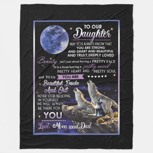 Daughter Lovers  To Our Daughter Love Mom And Dad Fleece Blanket