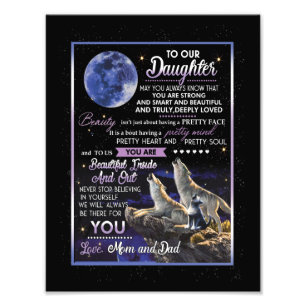 Daughter Lovers   To Our Daughter Love Mom And Dad Photo Print