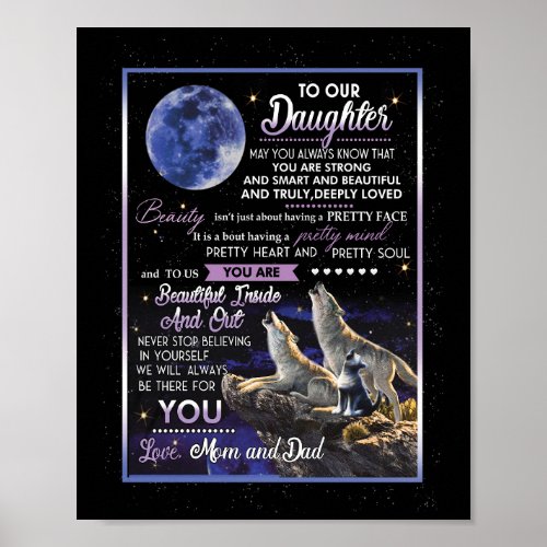 Daughter Lovers  To Our Daughter Love Mom And Dad Poster